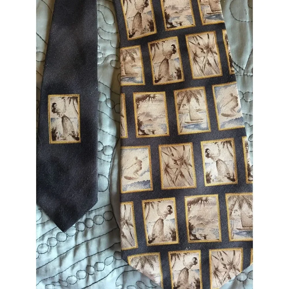 TOMMY BAHAMA Men's 100% Silk Hula Girl Tropical Hawaiian Neck Tie Palm‎ Tree USA